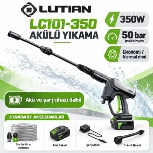 Lutian LC101-350 Akülü Basınçlı Yıkama Makinesi 350W 50 Bar Maksimum Basınç