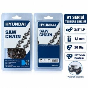 Hyundai 91 Serisi Kesik Testere Zinciri 3/8 LP 1,1 mm 26 Diş Yuvarlak