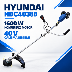 Hyundai HBC4038B Akülü Tırpan 40 V 1600 W – Çift Akülü 2×4 Ah, 43 cm