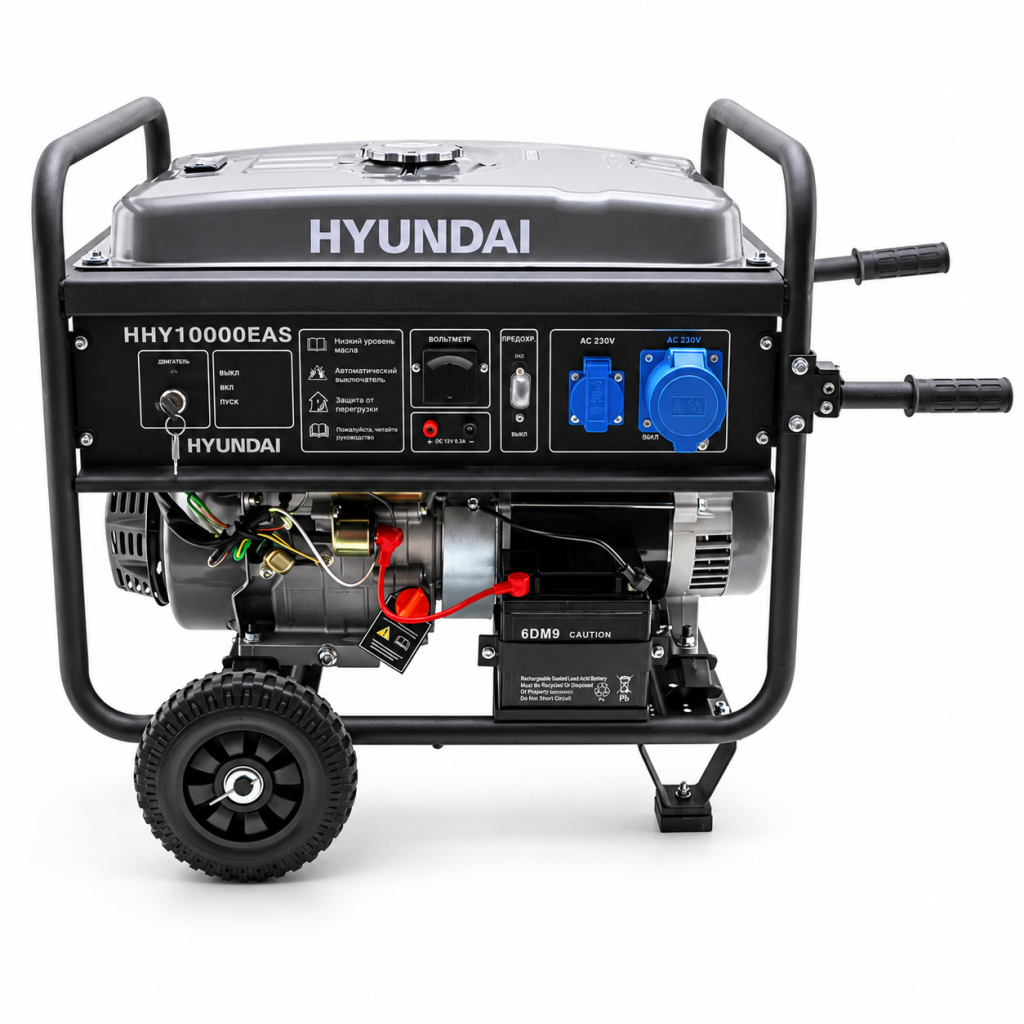 Hyundai HHY10000EAS 8,5 kW / 10,6 kVA Benzinli Jeneratör – Marşlı, Monofaze, Otomatik ATS’li