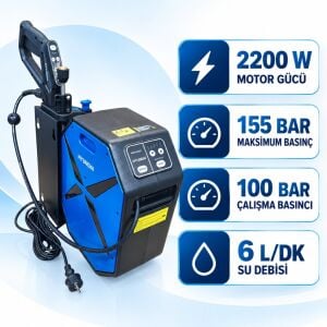 Hyundai HYB155 Walljet Duvara Monte Basınçlı Yıkama Makinesi 2200W 155 Bar 30 Metre Hortum