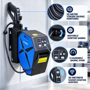 Hyundai HYB155 Walljet Duvara Monte Basınçlı Yıkama Makinesi 2200W 155 Bar 30 Metre Hortum
