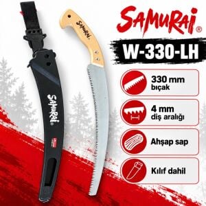 Samurai W-330-LH Ahşap Saplı Budama Testeresi 330 mm 4 mm Diş Aralıklı Kılıflı