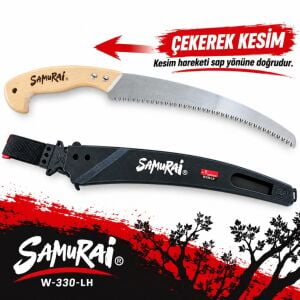 Samurai W-330-LH Ahşap Saplı Budama Testeresi 330 mm 4 mm Diş Aralıklı Kılıflı