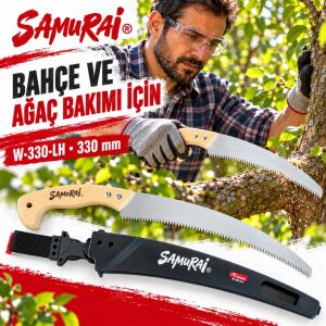 Samurai W-330-LH Ahşap Saplı Budama Testeresi 330 mm 4 mm Diş Aralıklı Kılıflı