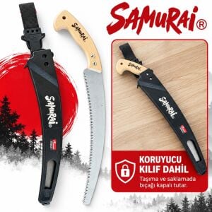 Samurai W-330-LH Ahşap Saplı Budama Testeresi 330 mm 4 mm Diş Aralıklı Kılıflı