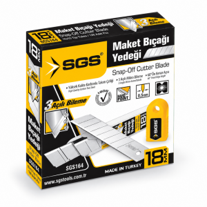 SGS SGS164 18 mm Maket Bıçağı Yedeği 0,50 mm – 10 Paket 100 Adet Metal Uç Kutu