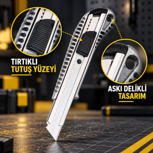 SGS Profesyonel Alüminyum Maket Bıçağı – 3 Adetli Ekonomik Paket