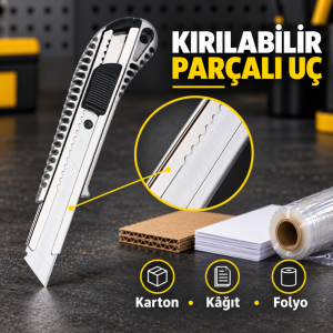 SGS Profesyonel Alüminyum Maket Bıçağı – 3 Adetli Ekonomik Paket