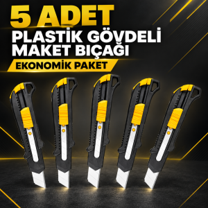 SGS Plastik Gövdeli Maket Bıçağı – 5 Adetli Ekonomik Paket