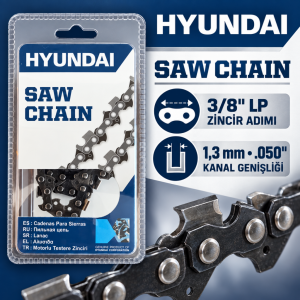 Hyundai 91 Tip 3/8 LP 1,3 mm 55 Bakla (27,5 Diş) Yuvarlak Testere Zinciri