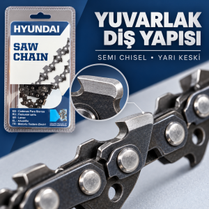 Hyundai 91 Tip 3/8 LP 1,3 mm 55 Bakla (27,5 Diş) Yuvarlak Testere Zinciri