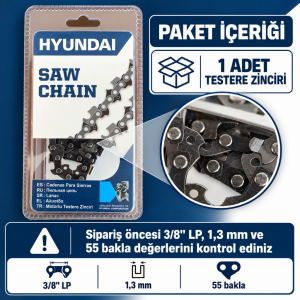 Hyundai 91 Tip 3/8 LP 1,3 mm 55 Bakla (27,5 Diş) Yuvarlak Testere Zinciri