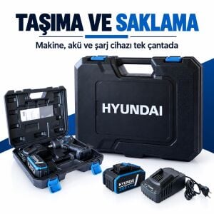 Hyundai IW20X-700FT Akülü Darbeli Somun Sıkma 20V 700Nm Kömürsüz Motor Tek Akülü Şarjlı Set