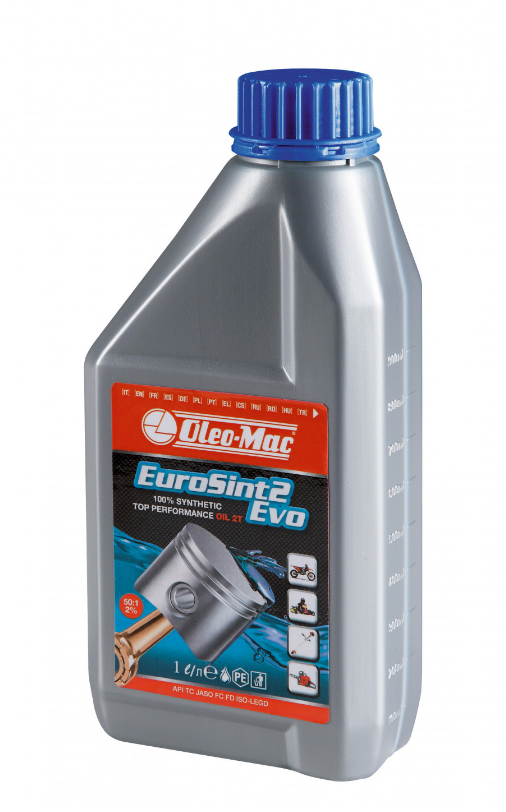 OleoMac İki Zamanlı Motor Yağı 1 Litre Eurosint Sentetik Yağ Ölçekli Şişe