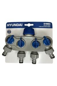 Hyundai Sulama Çoklayıcı 4 Çıkışlı Metal Giriş Somunlu Ayarlı Akış Kontrol G19003