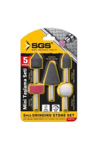 SGS 2155 Mini Taşlama Seti 5 Parça 6mm Şaft Metal Ahşap Parlatma Taş Uç Seti