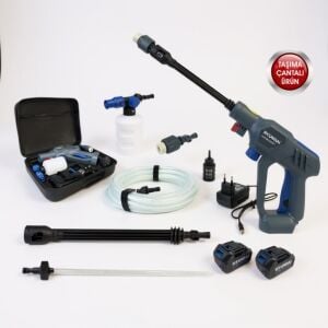 Hyundai HYW45LI Akülü Basınçlı Yıkama Tabancası | 45 Bar – 21 V 3 Ah Çift Akülü – 3 Kademeli Basınç Ayarı – Köpük Aparatlı – Taşıma Çantalı – Kömürsüz Motor