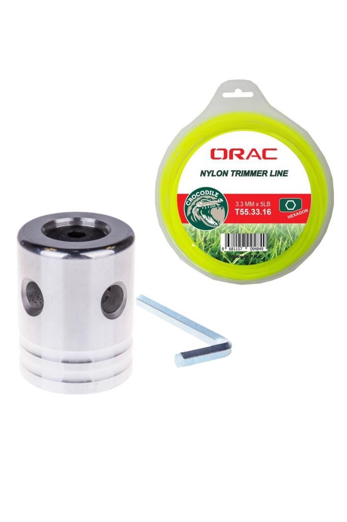 Orac 3.30 mm 46 mt.Altı Köşe Sarı Tırpan Misinası + Tırpan Örümcek Başlık (ALYANLI)