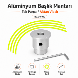 Alüminyum Tırpan Başlık Mantarı Tek Parça Alttan Vidalı Misina Başlığı Aparatı