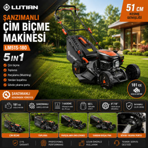 Lutian LM51S-180 Şanzımanlı Benzinli Çim Biçme Makinesi 51 cm 5in1