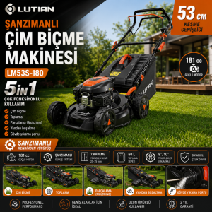 Lutian LM53S-180 Şanzımanlı Benzinli Çim Biçme Makinesi 53 cm 5in1