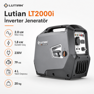 Lutian LT2000i İnverter Jeneratör 2.0 kW Benzinli Sessiz Taşınabilir Jeneratör 230V