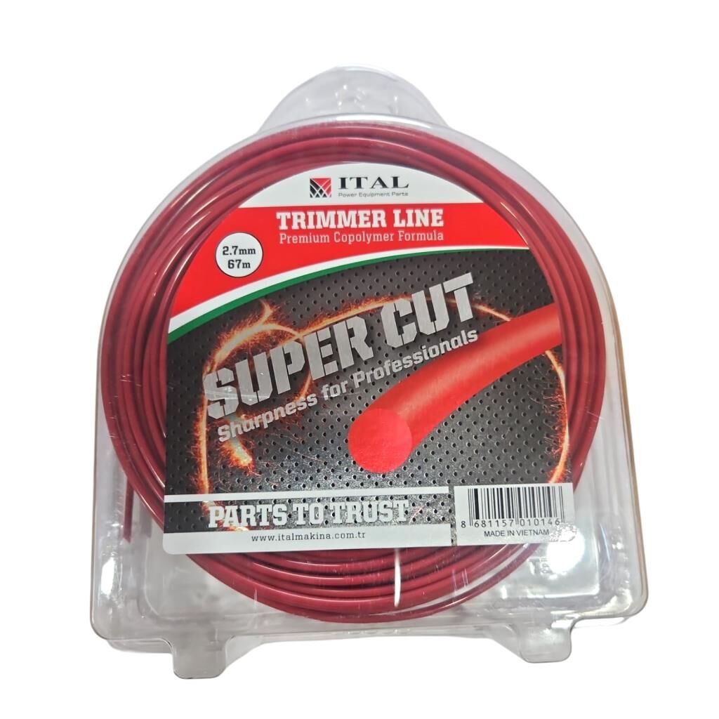 Ital 2.70Mm 67 Mt.Yuvarlak Kırmızı Tırpan Misinası Ot Çim Kesme İpi