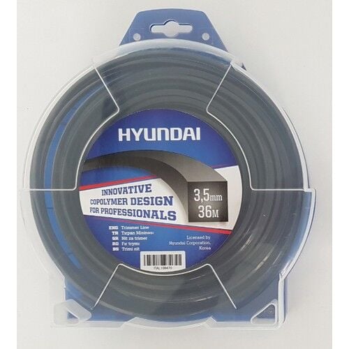 Hyundai 3.30 mm 42 mt.Dört Köşe Siyah Tırpan Misinası Ot Çim Kesme İpi
