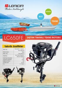 Loncin LC650FE Dıştan Takmalı Tekne Motoru | 196cc 4 Zamanlı – 3.8 kW – Sessiz ve Ekonomik Kullanım