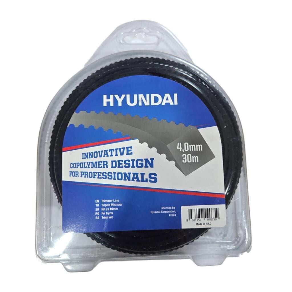Hyundai 4.00 mm 30 mt.Tırtıklı Siyah Tırpan Misinası Ot Çim Kesme İpi
