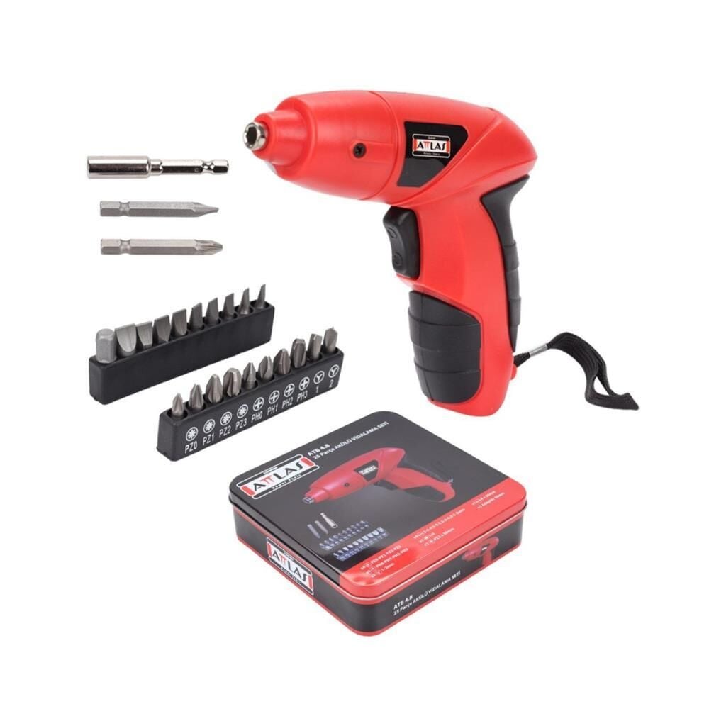Attlas ATB 3.6 Li-Ion Akülü Vidalama 25 Parça (Metal Kutu)