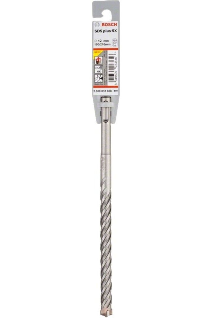 Bosch SDS-PLUS-5X 12x210 mm Beton Delme Ucu – Yüksek Performanslı 4 Kesici Ağızlı Matkap Ucu
