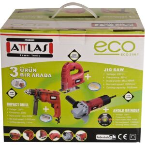 Attlas Eco 3'lü Set (Taşlama, Matkap, Dekupaj)