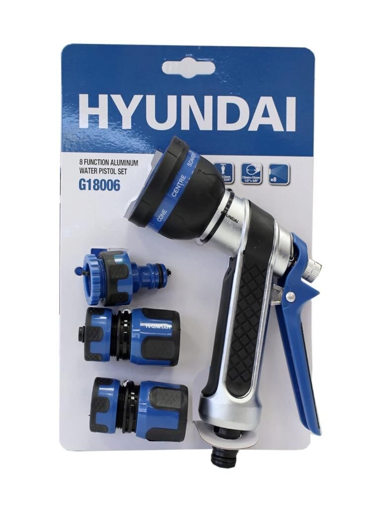 Hyundai G18006 Su Tabancası Alüminyum 8 Fonksiyonlu Adaptör Setli