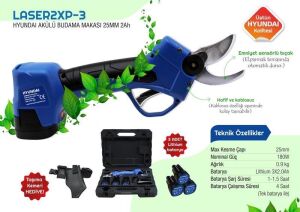 Hyundai Laser2XP Akülü Budama Makası 25mm 3 Akü